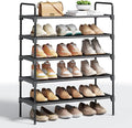 Kitsure Shoe Rack, 26.6" Wide Shoe Organizer, 5 Tiers, Black | Closet, Front Door Entrance, Entryway, Stackable & Detachable Shelf, Closet Organizers and Storage