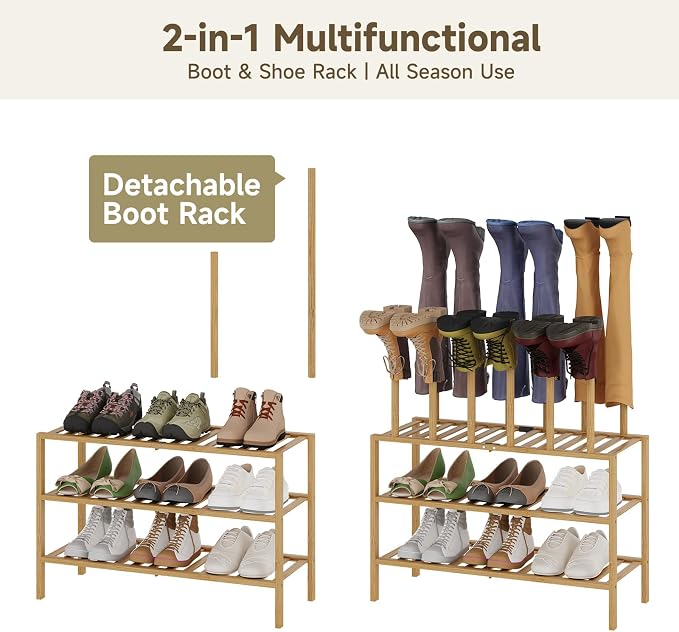 Detachable Boot Rack For Tall Boots Organizer,Outdoor Shoe Rack Storage | 3-Tier Multiuse Shoe Rack For Tall Boots,Closet Organizers And Entryway Storage,Suitable For All Seasons