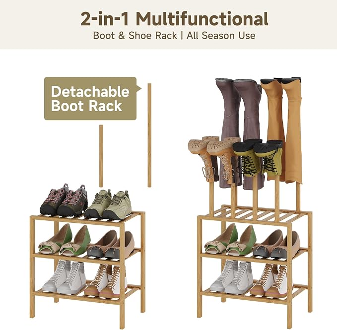 Detachable Boot Rack For Tall Boots Organizer,Outdoor Shoe Rack Storage | 3-Tier Multiuse Shoe Rack For Tall Boots,Closet Organizers And Entryway Storage,Suitable For All Seasons