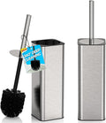 DOWRY Stainless Steel Toilet Bowl Brush and Holder for Bathroom Storage Organization Deep Cleaning Covered Brush Cleaner,Nickel Square 2PCS