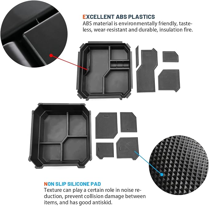 Ruiya 2024-2026 Cybertruck Center Console Organizer for Tesla Cybertruck Accessories ABS Material Double Layer Armrest Console Organizer Compatible with 2024 2025 2026 Tesla Cybertruck