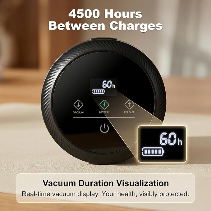 Vacuum Coffee Canister, One-touch Operation with Display, Standby Time Over 4500H, Vacuum Coffee Canister Suitable for Grain/Sugar/Tea Leaves/Flour, 1.2L Capacity with Large Feed Opening