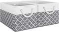 Fab totes Storage Bins 2-Pack, Foldable Storage Baskets for Organizing Toys, Books, Shelves, Closet, Large Storage Box with Rope Handles, Sturdy Organizer Bins,Clover Grey