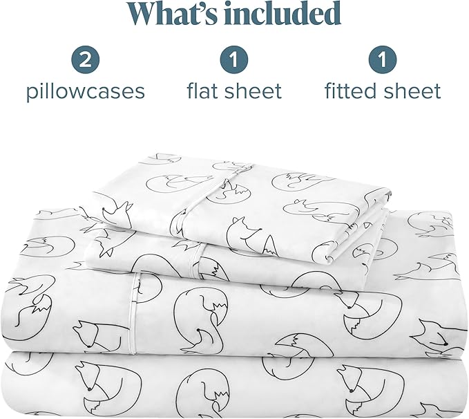 Bare Home Queen - Christmas Sheet Set - Luxury 1800 Ultra - Double Brushed Soft Microfiber - Deep Pockets - Easy Fit - 4 Piece Set - Holiday Bed Sheets (Queen, Feelin' Foxy)
