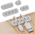 GLUIT Cord Organizer for Desk Cable Holder for Nightstand Charger Organizer Adhesive Desktop Versatile Wire Multislot Clips and Table Management Accessories Office Spaces New Grey 5 Pack, 15 Slots