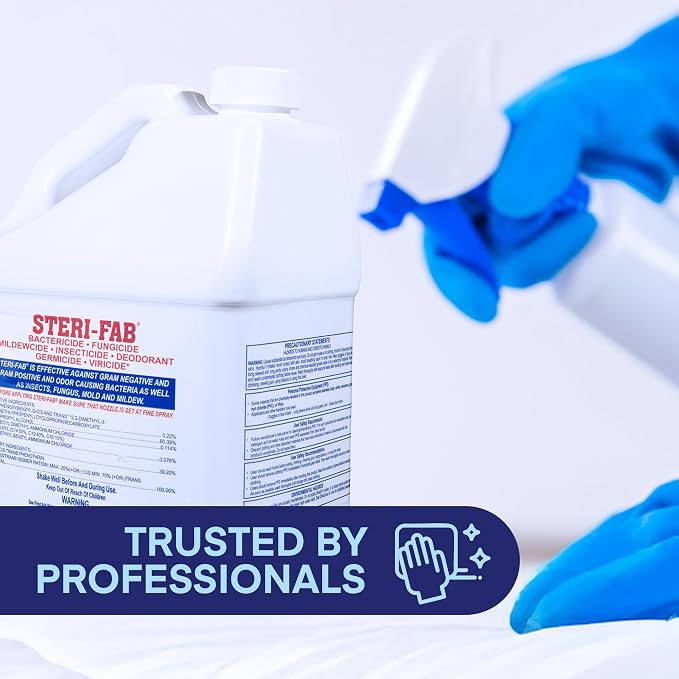 Steri-fab All-in-One Disinfectant & Insecticide Spray, 1 Gallon Jug | Kills Bed Bugs, Fleas, Mites, Roaches, Viruses, Fungi, & Odors, Quick-Drying, Non-Residual