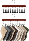 StorageWorks Hat Organizer 2 Pack, Cherrywood Cap Hanger Rack with 10 Clips