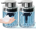 RYTOXILO Foaming Soap Dispenser, 2 Pack Clear Glass Foam Hand Soap Dispenser for Bathroom, Refillable 7.8 Fl Oz Foamy Pump Bottle with Plastic Sliver Pump, Modern Dish Soap Foam Dispenser Container