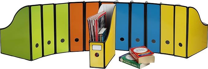 Simple Houseware 12-Pack Magazine File Holder Box, Foldable Cardboard Organizer with Label Slot, Multicolor