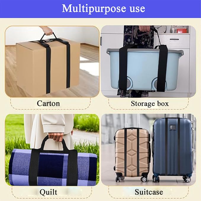 Box Carrying Strap with Handle - SnowGesh Portable Handle Securing Straps for Heavy Boxes, Moving Straps Adjustable H-Style Lifting Belt, Ideal for Moving, Luggage, Groceries