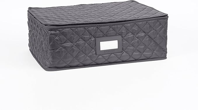 Covermates Keepsakes - Serveware Storage - Padded Protection - ID Window - Stain Resistant - Machine Washable - China Storage, Slate