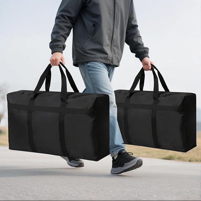 Extra Large Moving Bags with Strong Zippers, Storage Bags with Carrying Handles, Duffle Bag Packing Bags for Moving, Storage, Travel and Camping, Totes for Space Saving