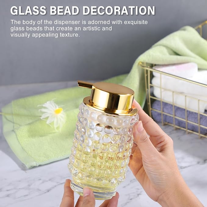 Glass Foaming Hand Soap Dispenser for Bathroom Decor with Pump（Foam Type/Clear）