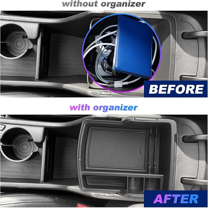 SXCY [2PCS Upper for 2024 2025 2026 Hyundai Kona/Kona EV Center Console Organizer for 2024-2026 Hyundai Kona EV Accessories Armrest Storage for 2024-2026 Kona Console Organizer [2024+ Kona Gas/EV]