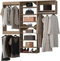 ROOMTEC Modular Closet System, 90" Wall-Mounted Closet Organizer with Hanging Rods, Modern Wooden Tower for Walk-In Closets, Wardrobe Storage Kit, Wood