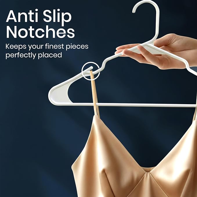 Utopia Home Plastic Hangers 20 Pack – Space Saving Clothes Hanger White | Durable & strong | Closet organizer & storage | Ideal for apartments, dorms & stocking stuffers
