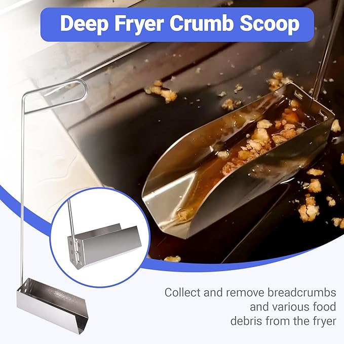 3 PCS Fryer Cleaning Tools with Deep Fryer Brass L-Shaped Brush, Deep Fryer Crumb Scoop, Deep Fryer Cleanout Rod for Restaurants, Air Fryers, Deep Fat Fryers