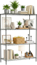 BestOffice 4-Tier Wire Shelving Unit, 1000 LBS Heavy Duty Metal Storage Shelves, Adjustable Wire Shelf for Garage, Kitchen, Pantry, Utility Shelving Rack with Leveling Feet, Black