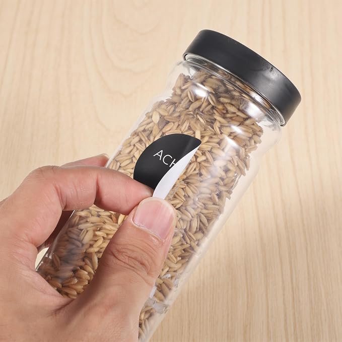 372 Pcs Spice Labels Spice Jar Labels Preprinted Label - Black Waterproof Stickers for Kitchen Dinning Spices Jars Seasoning Label for Pantry Organization (Jars NOT Included)