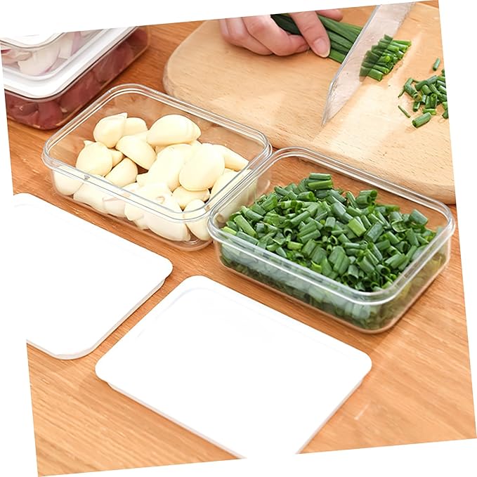 2Pcs Wear-resistant Refrigerator Food Containers with Lids Transparent Rectangular Preservation Boxes for Meat Storage and Fruit Organization Space-saving Kitchen Fridge Organizer