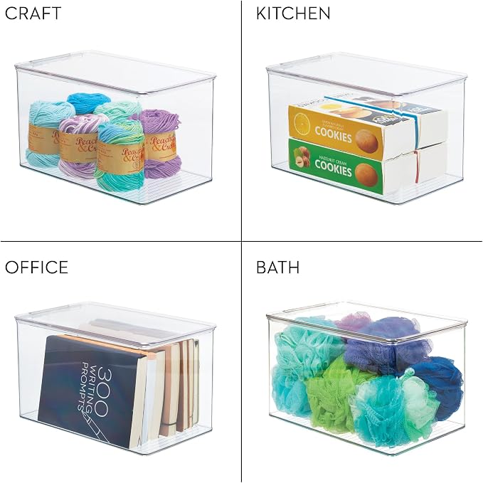 iDesign Stackable Clear Plastic Shoe Boxes with Lids, 2-Pack | Storage Shoe Container, For Closet