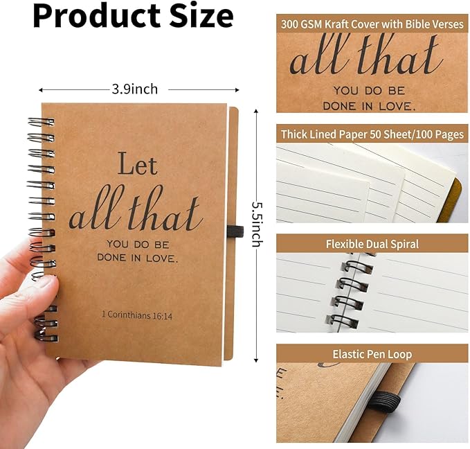 60 Pcs/30 Sets Christian Gifts Bulk Bible Verse Spiral Notebook and Pen Prayer Journal Religious Scripture Notepad Inspirational Christmas Gifts for Bible Study Groups & Church Families