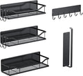 Magnetic Spice Rack,Multifunctional Magnetic Shelf for Washing Machine,Refrigerator,Microwave,and Any Metal Surface,Powerful Magnetic Shelves Include Magnetic Paper Towel Holder (5 pcs - Black)