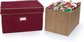 Covermates Keepsakes Adjustable Ornament Storage Box – Heavy-Duty Polyester, Padded Dividers & FlexGrid Trays – Protective Holiday Organizer with Stackable Walls & Label Window, Red