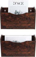 PAG Wall File Holder Wall Mounted Wood Hanging File Organizer for Office, 2 Pockets, Brown