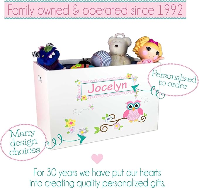 My Bambino Personalized Toy Storage Box and Bin Newborn Gift (Stemmed Flower) | Personalized Kids Gift