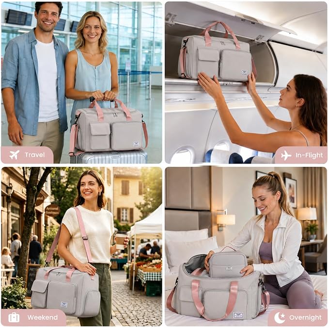 FIORETTO Women's Gym Duffle Bag with Shoes Compartment, 30L Capacity, Ideal for Travel, Gym, Sports, Duffel, Weekender