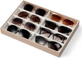 VLANDO Sunglasses Organizer,Stackable Jewelry Tray for Glasses,Toffee | Removable Dividers, Soft Velvet Lining, Drawer Organizer for Glasses, Watches, Vanity Display, Gift for Women Girl