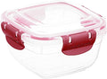 Superio Lock and Fresh Airtight Food Storage Containers with Lids for Kitchen Pantry Organization and Storage, BPA Free, Lunch, and Meal Prep Plastic Containers, 16 oz. Square Sealed Container, Red
