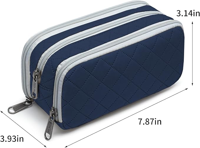 Della Gao Large Pencil Case, Big Capacity Pencil Pouch with 3 Compartments, Office Pencil Bag with Zipper, Big Pen Case for Adults (01-3SLLG)