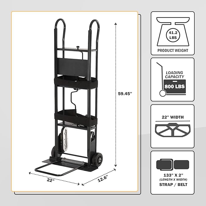 Olympia Tools 800 Lb Appliance Hand Truck with Easy-to-use Belt Tightener for transport Large Appliances and Furniture