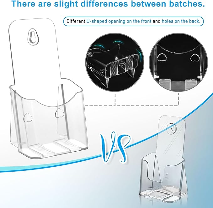 xydstay Acrylic Brochure Holder 4 Inches Slant Back Design, Clear Display Stand, Plastic Table Stand Sign Holder,Pamphlet Holder Flyer Holder, Acrylic Display Stand, 6 Pack