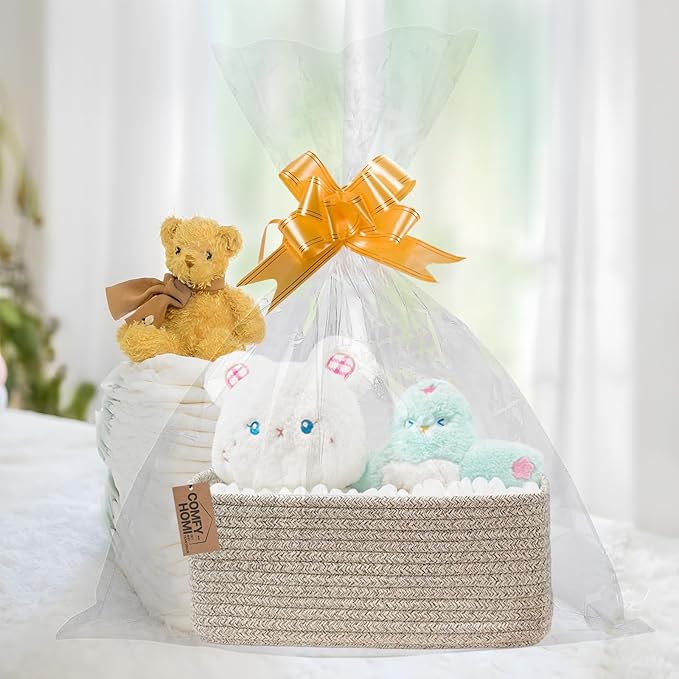 COMFY-HOMI 13" x 8.5" x 5.1" Storage Baskets for Organizing | Cotton Rope Woven Basket | Toy Storage Bin Box | Basket for Shelves, Closet Organizer Bin, Decorative Closet Shelf, 1 Pack