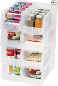IRIS USA Clear Plastic Stackable Storage Bins, Large- 8 Pack, Open Front Fridge Pantry Kitchen Closet Cabinet Bathroom Organizer Basket for Organizing Snack, Cans, Office Supplies, and Coffee Pods