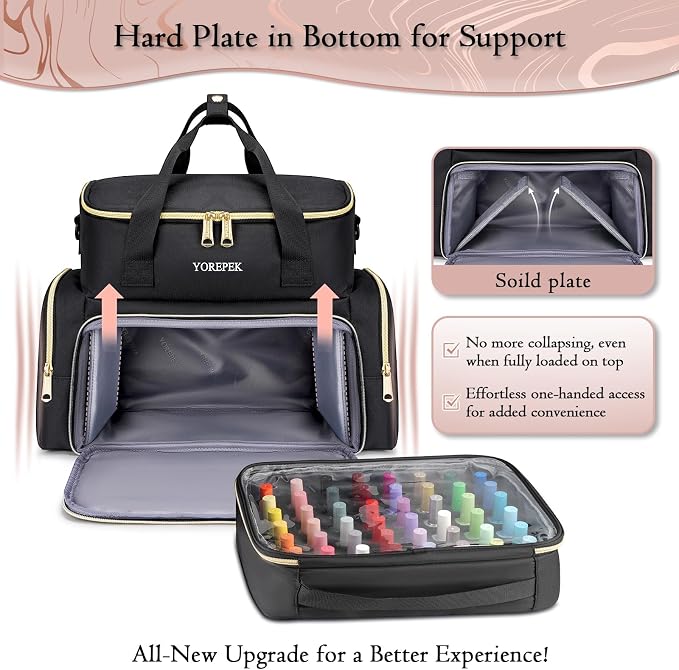 YOREPEK Extra Large Nail Polish Organizer Case for 96 to 100 Bottles (15ml) | Gel Polish Travel Case Bag with 2 Removable Pouches Fits Nail Supplies, Gel Nail Kit, UV lamp, Manicurist Nail Tech Gifts