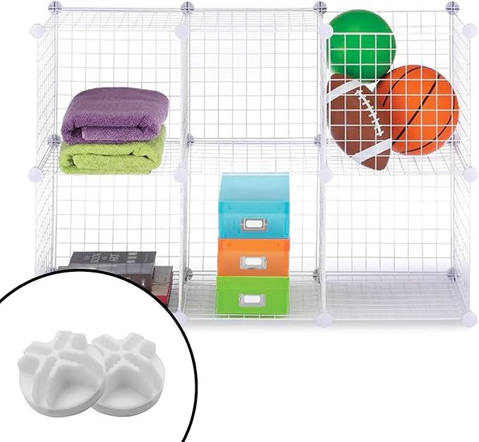 50 Pcs Wire Cube Connectors for Modular Storage Shelving (White) | Durable ABS Plastic, 8-Slot Multi-Directional Design, Fits 3.5mm Panels, Reusable Connectors, for Wire Cube Shelving