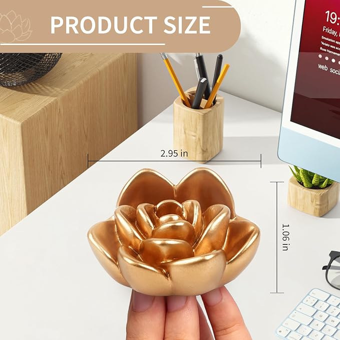 Vintage Gold Business Card Holder: 2PCS Flower Shaped Stand Display | Vertical Business Card Stand for Women, Display Rack for Photos, Table Numbers, Place Cards, Signs, Notes & Incense Sticks