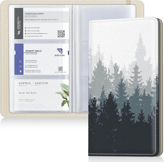 Pu leather business card organizer， 240 Capacity business card holder organizer，Credit card holder for women and men