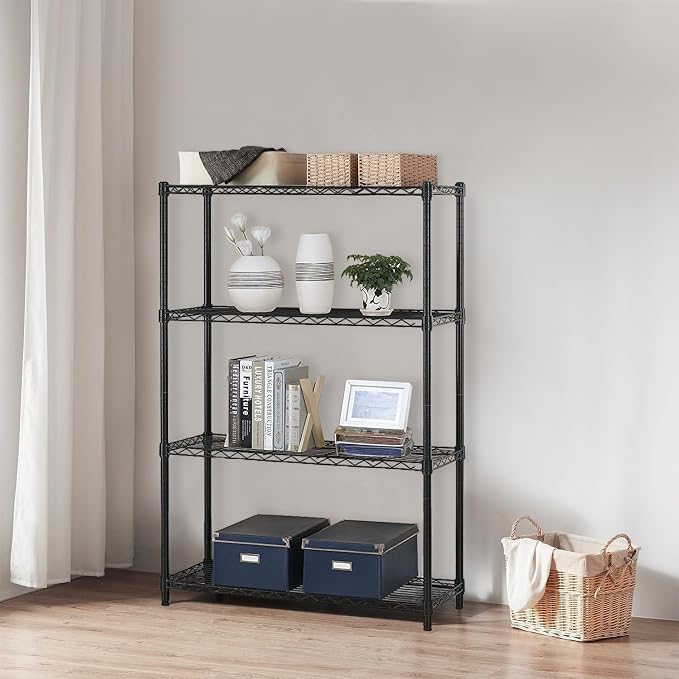 Meet perfect 4-Tier Heavy Duty Wire Shelving Unit, 1000 lbs Total Capacity Metal Storage Shelves, Adjustable Organizer Rack for Garage, Kitchen, Pantry, Laundry Room, 35.5" W x 14" D x 54" H
