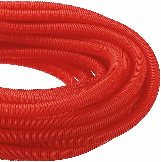 DMiotech 100ft Wire Loom Split Tubing 1 Inch(25.4mm) ID, Cord Protectors from Pet Flexible Conduit Cable Management for Office Home Garden, Red