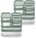 EATEX 14 Pack Glass Meal Prep Containers with Grooved Base, 14 Stackable BPA Free Glass Storage Containers with Lids for Lunch, Pantry, and Kitchen - Microwave, Dishwasher Freezer & Oven Safe - Sage