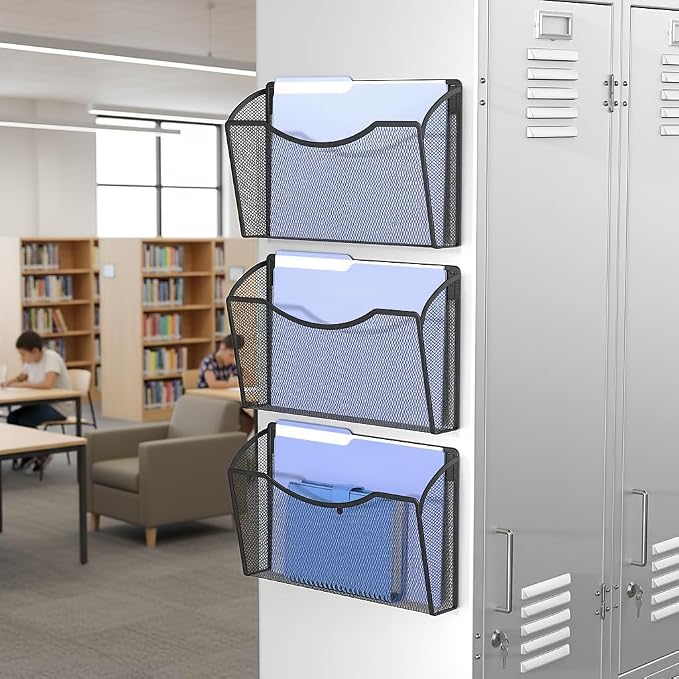 MINDEPOT Magnetic Wall File Organizer - Heavy Duty Iron Office File Holder for Wall Mount - Hanging Document Organizer for Business, Classroom, Home Office