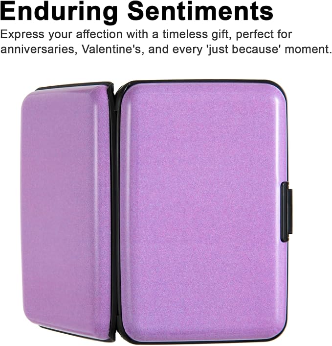 Credit Card Holder, RFID Blocking Metal Card Wallet for Women Men Slim ID Card Holders Protector Aluminum Business Hard Case (Lavender Purple)