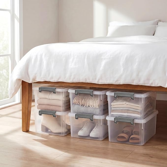 Citylife 17 QT Plastic Storage Bins with Latching Lids Stackable Storage Containers for Organizing Large Clear Storage Box for Garage, Closet, Kitchen, 4 Packs