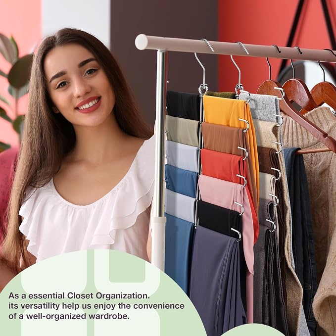 Leggings Hangers for Closet,2 Pack Metal Yoga Pants Hanger Hold 24 Leggings,Scarf Organizer,Closet Organizer for Pants,Scarf,Tank Tops,Bra,Jeans