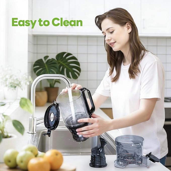 ECOSELF Juicer Machines, 5.3" Large Mouth Feed Chute with Self Feeding & Hands-Free Design, Juice Extractor Machine for Fruit & Leafy Greens, Juicer Machine Easy to Clean, With Pusher